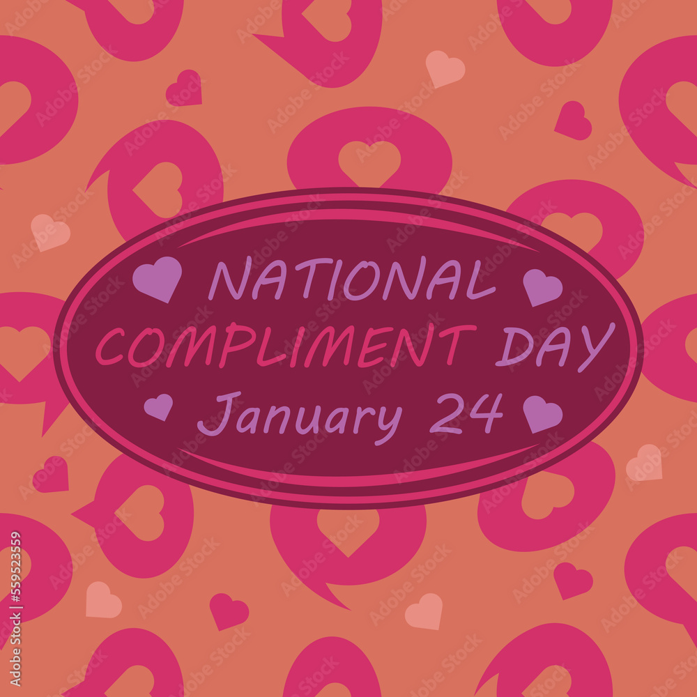 Vector banner design celebrating National complement day every january 24 with colorful and abstract background. National complement day poster design with speech bubbles and heat shapes love concept.