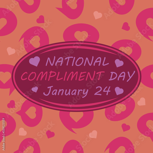 Vector banner design celebrating National complement day every january 24 with colorful and abstract background. National complement day poster design with speech bubbles and heat shapes love concept.