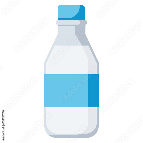 Milk bottle in cartoon flat style for design