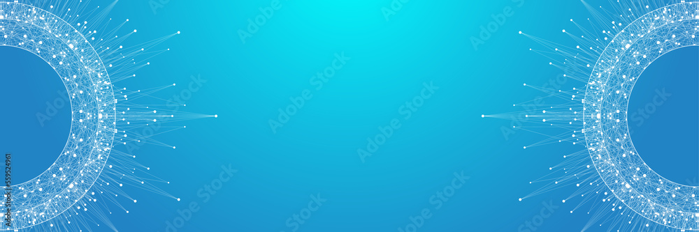 Quantum computing concept illustration. Deep learning artificial intelligence. Big data algorithms visualization for business, science presentations, posters, covers Quantum computing concept illustration. Deep learning artificial intelligence. Big data algorithms visualization for business, science presentations, posters, covers