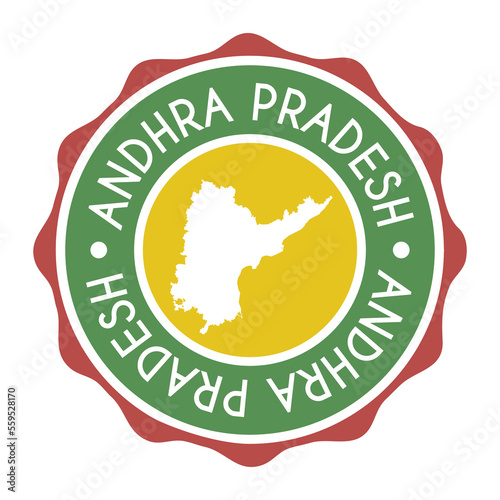 Andhra Pradesh, India Badge Map Vector Seal Vector Sign. National Symbol Country Stamp Design Icon Label.  photo