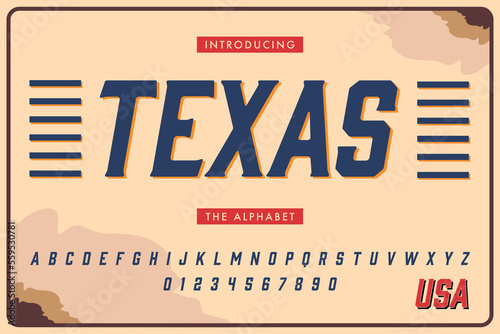 Wild West Western alphabet font vector design. Vintage type and typeface of capital and lowercase letters, numbers and punctuation marks, cowboy Ranch, old American and Texas saloon themes