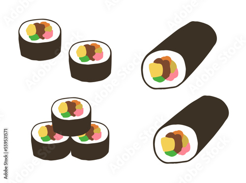 巻き寿司、恵方巻　シンプルイラスト