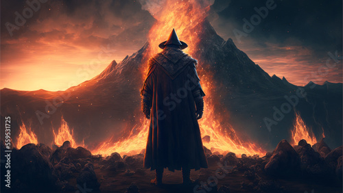 Fire Mage Wallpaper - High-Resolution Fantasy Art (AI Generated)