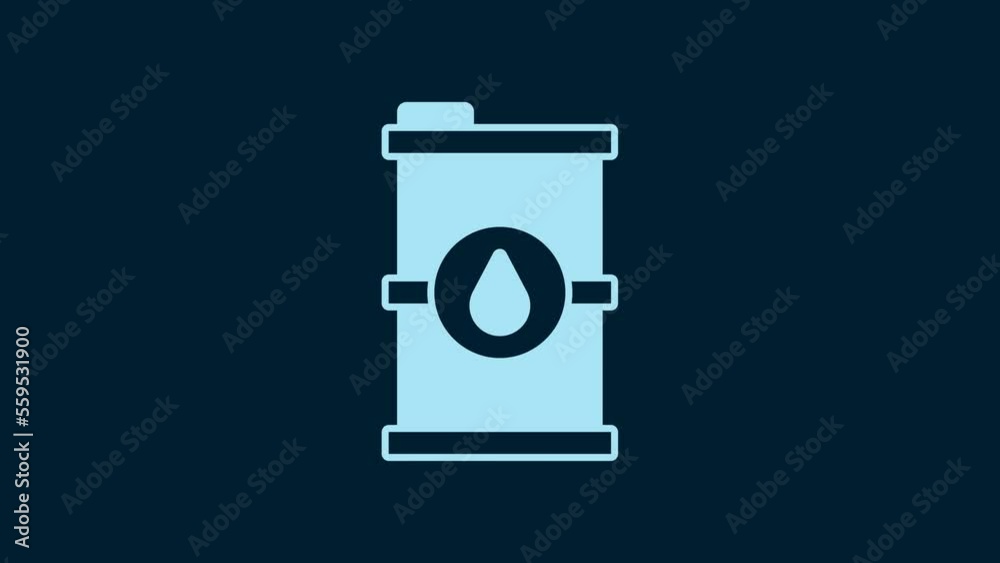 White Bio fuel barrel icon isolated on blue background. Eco bio and canister. Green environment and recycle. 4K Video motion graphic animation White Bio fuel barrel icon isolated on blue background. Eco bio and canister. Green environment and recycle. 4K Video motion graphic animation