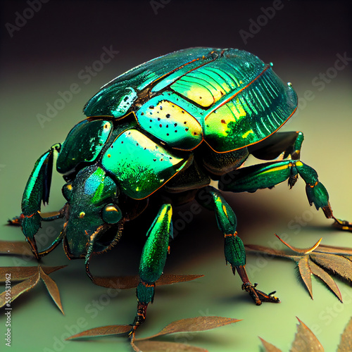 Emerald beetle ai art