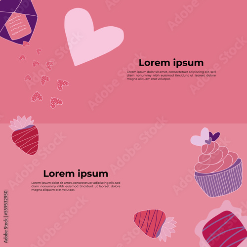 Square template for Valentine's Day holidays.Social media post .Vector illustration for greeting card, mobile apps, banner design and web ads