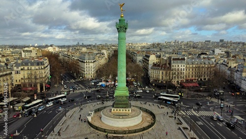 Drone photo Place de la Bastille Paris France europe