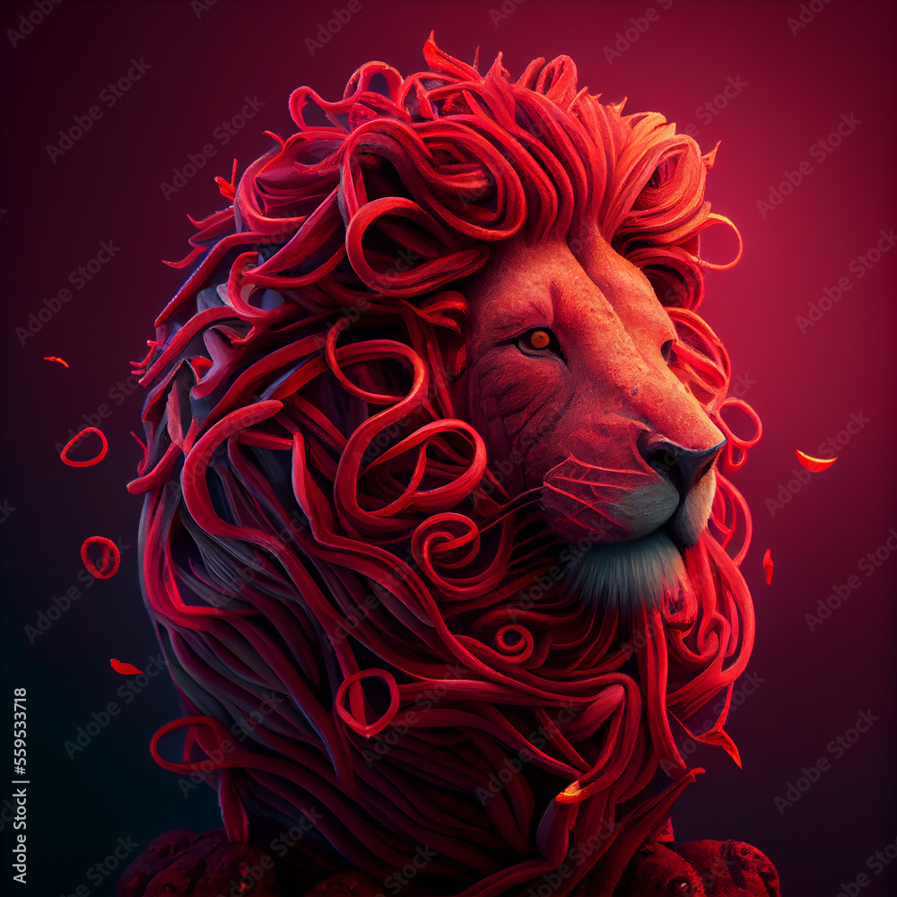 Red licorice lion ai art Red licorice lion ai art