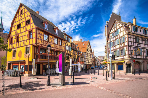 Town of Colmar colorful architecture street view