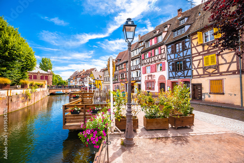 Town of Colmar colorful architecture and canal view