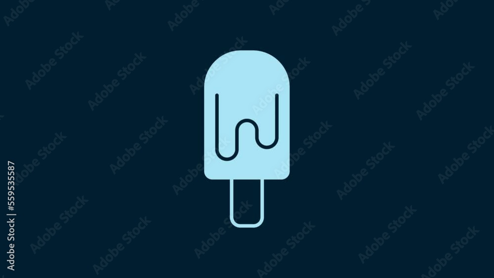 White Ice cream icon isolated on blue background. Sweet symbol. 4K Video motion graphic animation White Ice cream icon isolated on blue background. Sweet symbol. 4K Video motion graphic animation