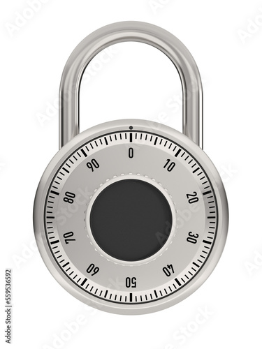 Combination padlock on whit...