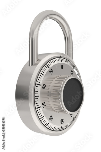 Combination padlock on whit...