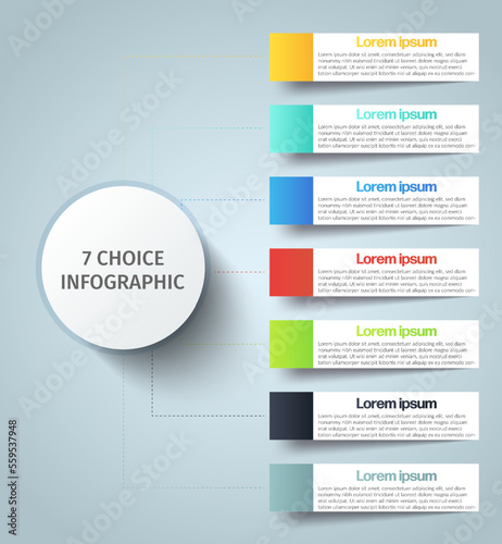 Business Infographic. Modern infographic template. Abstract  diagram with 7 steps, options, parts or processes. Vector business template for presentation. Creative concept for infographic