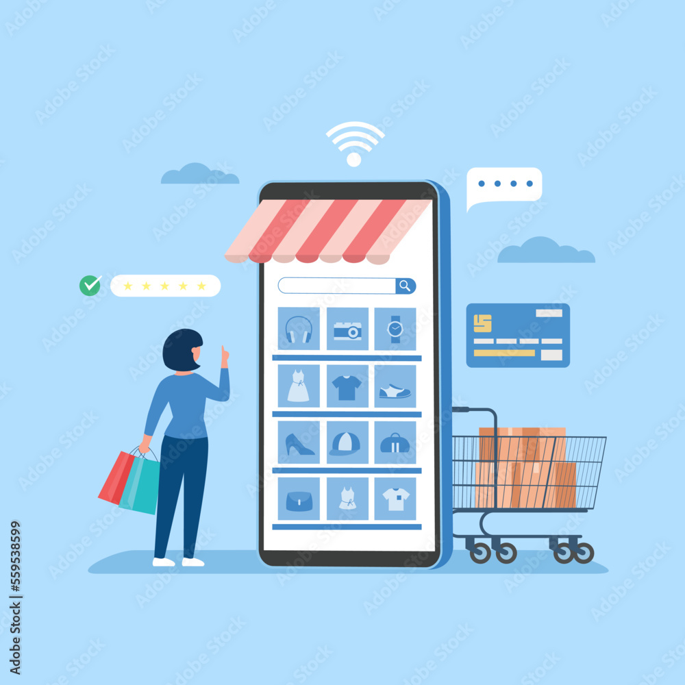 Online shopping banner, mobile app templates, concept flat design Online shopping banner, mobile app templates, concept flat design