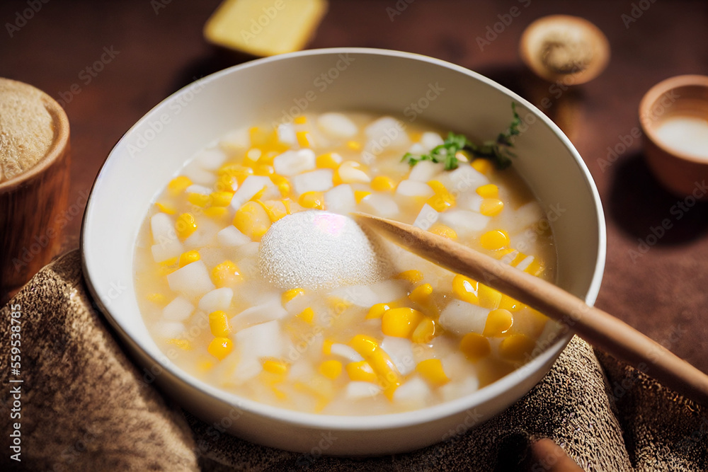 delicious fresh aromatic yellow corn soup, generative AI delicious fresh aromatic yellow corn soup, generative AI