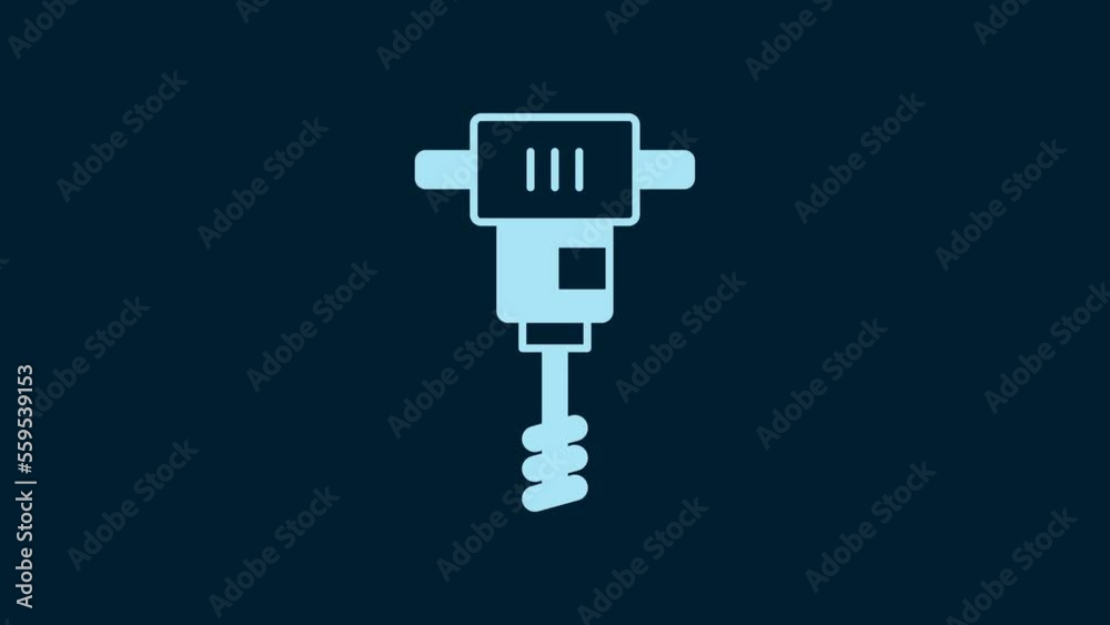 White Electrical hand concrete mixer icon isolated on blue background. Handheld electric cement mixer. 4K Video motion graphic animation White Electrical hand concrete mixer icon isolated on blue background. Handheld electric cement mixer. 4K Video motion graphic animation