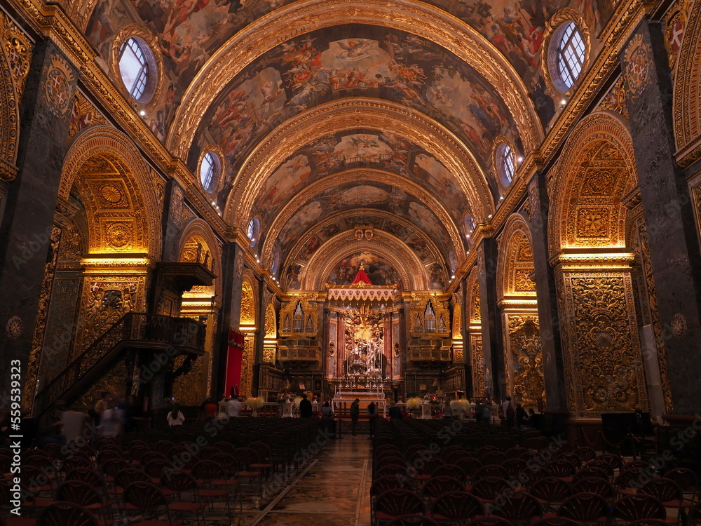 Obraz premium The interiors of St John's Co-Cathedral Valletta Malta