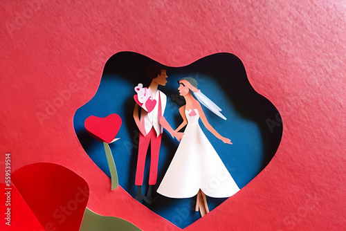 Obraz na płótnie Happy couple wedding engagement card w salonie