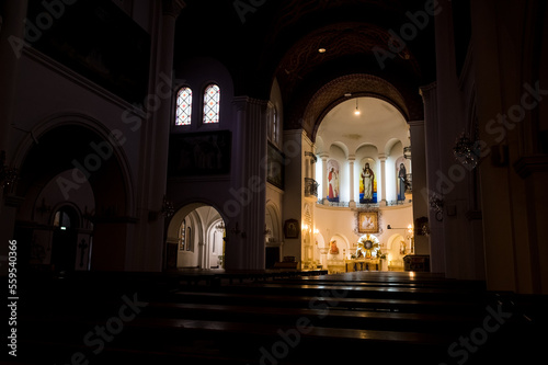 Interior Red Church or Church Of Saints Simon and Helen at Independence Square. Minsk