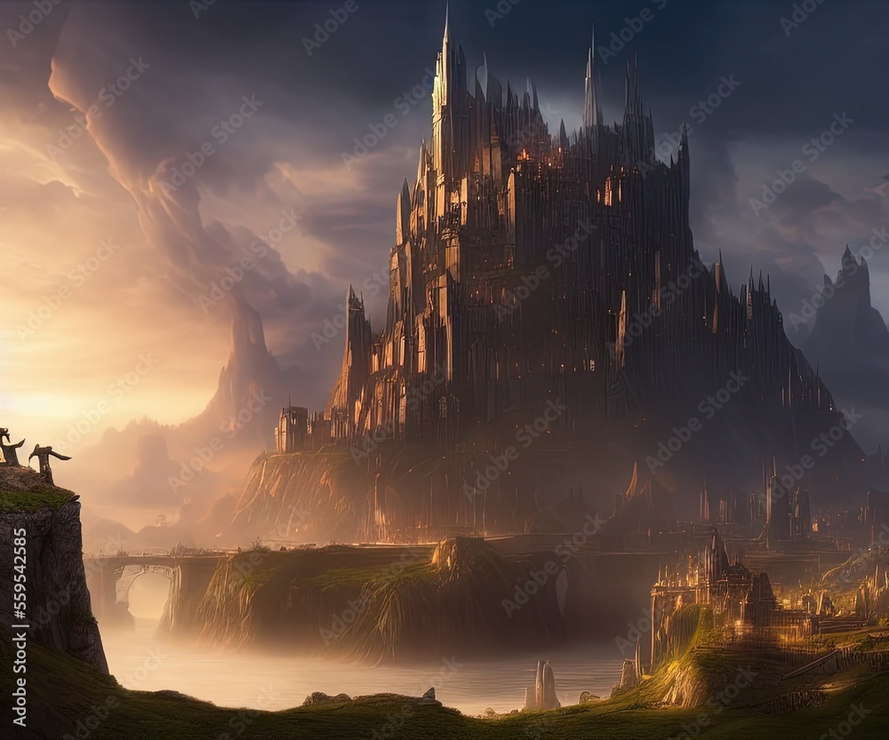 Fantasy City of Lord of The Rings - Concept Art ilustração do Stock ...