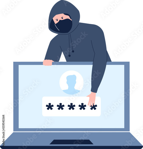 Cyber phishing and hacker attack on e-mail or online banking password. Internet spy character steal web personal data, recent vector scene