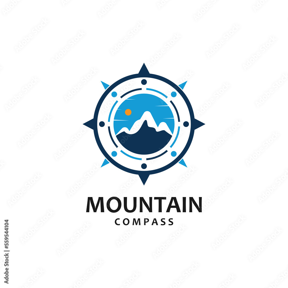 Compass and mountain logo template. Logo design for adventure or travel inspiration. Compass and mountain logo template. Logo design for adventure or travel inspiration.