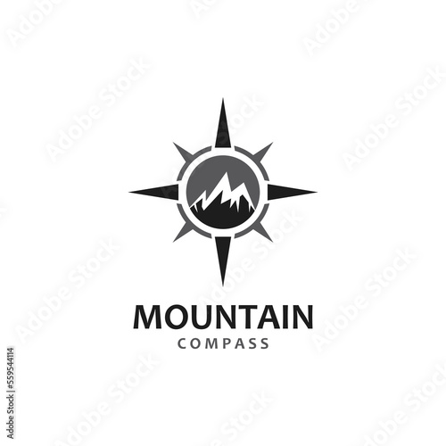 Compass and mountain logo template. Logo design for adventure or travel inspiration.
