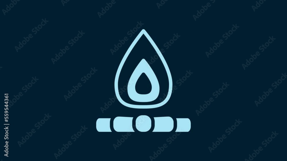 White Campfire icon isolated on blue background. Burning bonfire with wood. 4K Video motion graphic animation White Campfire icon isolated on blue background. Burning bonfire with wood. 4K Video motion graphic animation