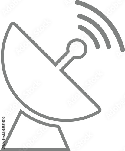 Satellite dish icon over white background. Broadcasting pictogram vector illustration