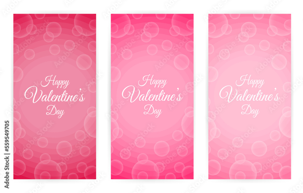 Happy valentine's day. Set of abstract pink cards