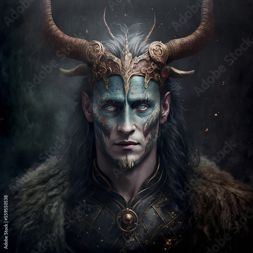 Norse mythology god loki. Created with Generative AI technology.