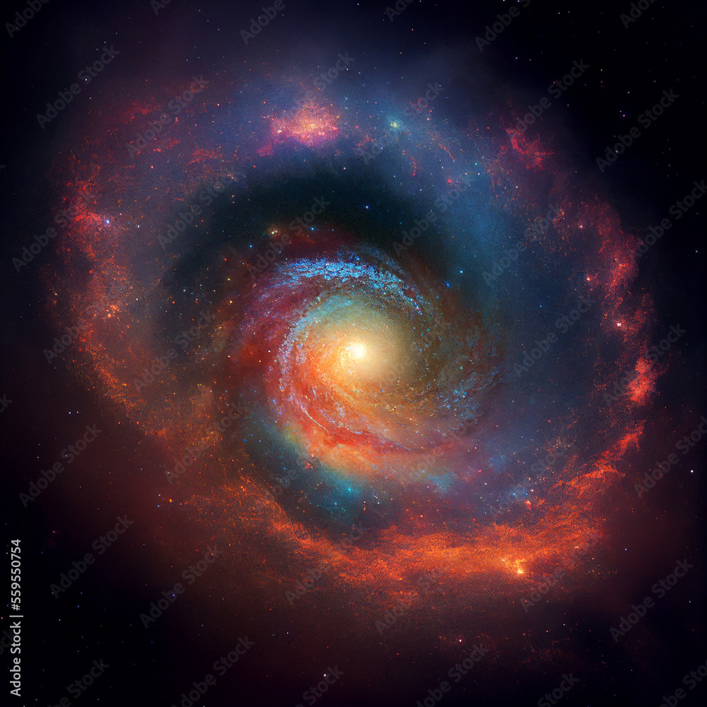 Fototapeta premium spiral colorful galaxy milky way, generative AI