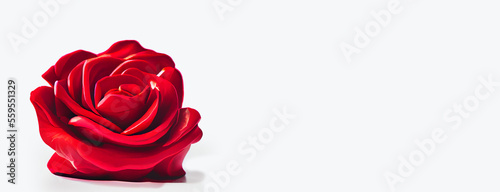 Valentine s Day.Top view of presents  Roses and decor on white backgrounds.Valentine s Day concept.Illustration 3d.Banner background.