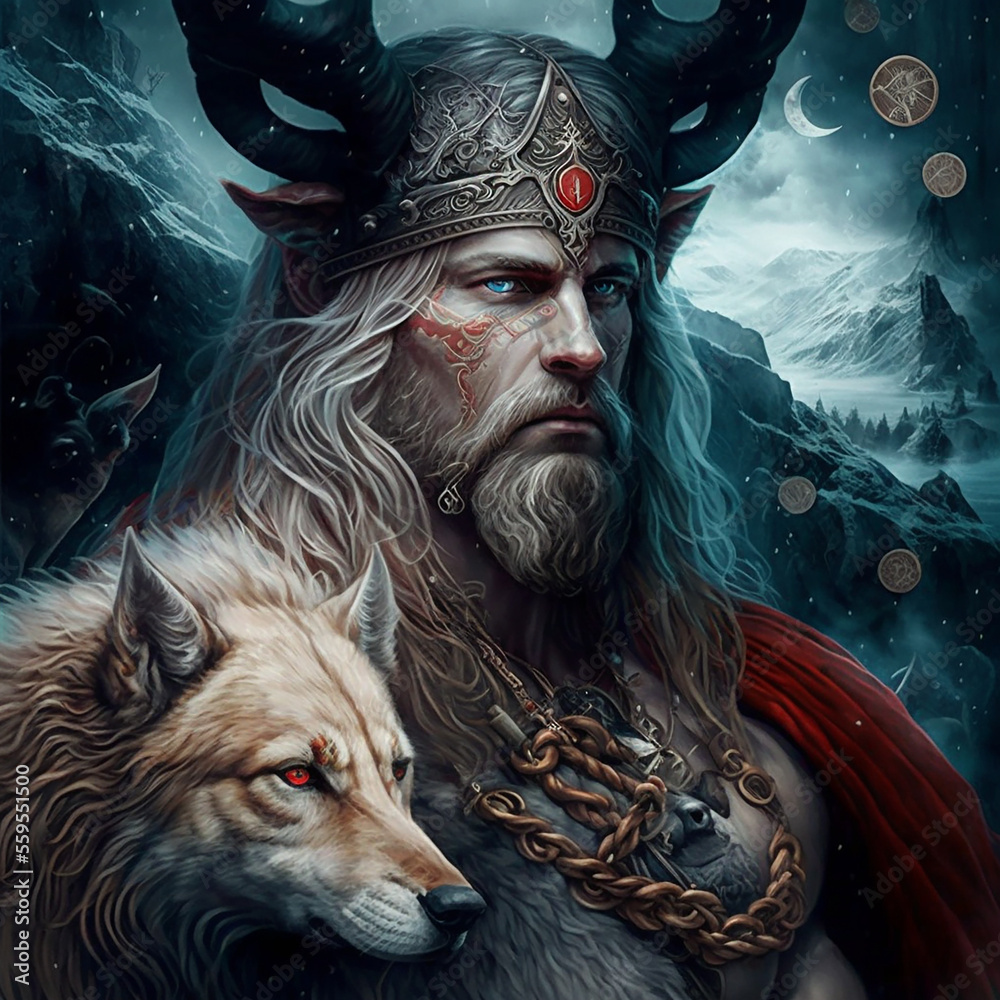 Norse mythology god Baldr. Created with Generative AI technology. Stock  Illustration