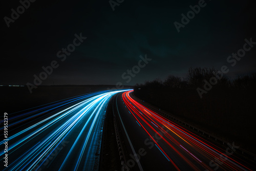 Langzeitbelichtung - Autobahn - Strasse - Traffic - Travel - Background - Line - Ecology - Highway - Night Traffic - Light Trails - High quality photo 