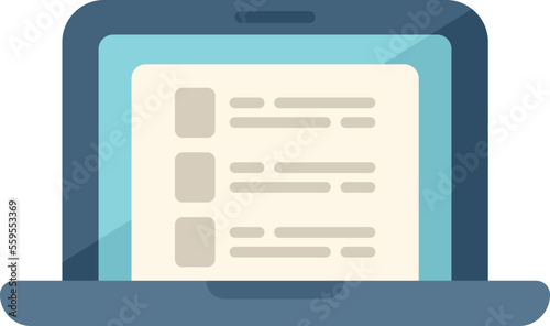 Laptop database icon flat vector. Data customer. Client access isolated
