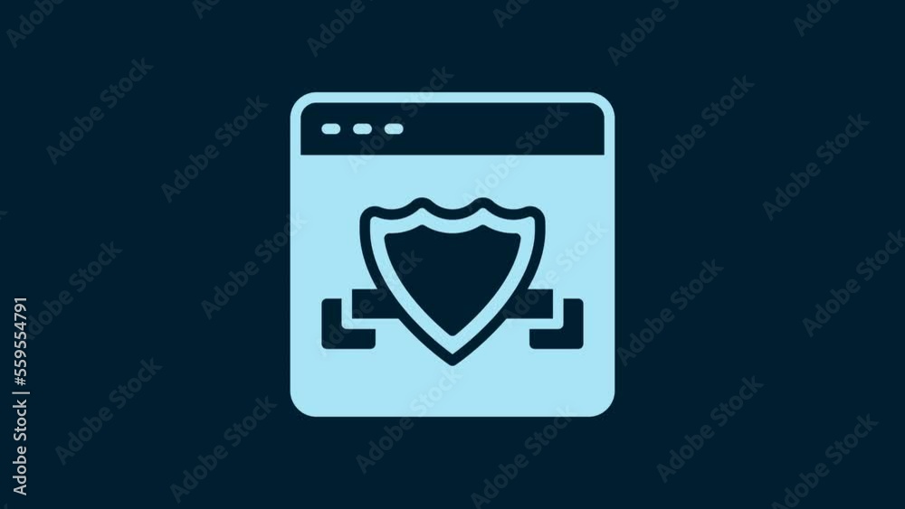White Browser with shield icon isolated on blue background. Security, safety, protection, privacy concept. 4K Video motion graphic animation White Browser with shield icon isolated on blue background. Security, safety, protection, privacy concept. 4K Video motion graphic animation