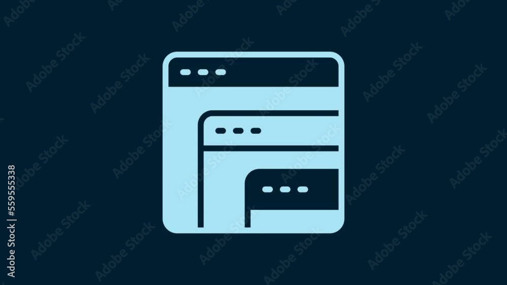 White Software, web developer programming code icon isolated on blue background. Javascript computer script random parts of program code. 4K Video motion graphic animation