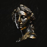 Une femme stoïque avec un mélange de pierre/or/noir, sculpture idéale pour papier peint, modèle, citations