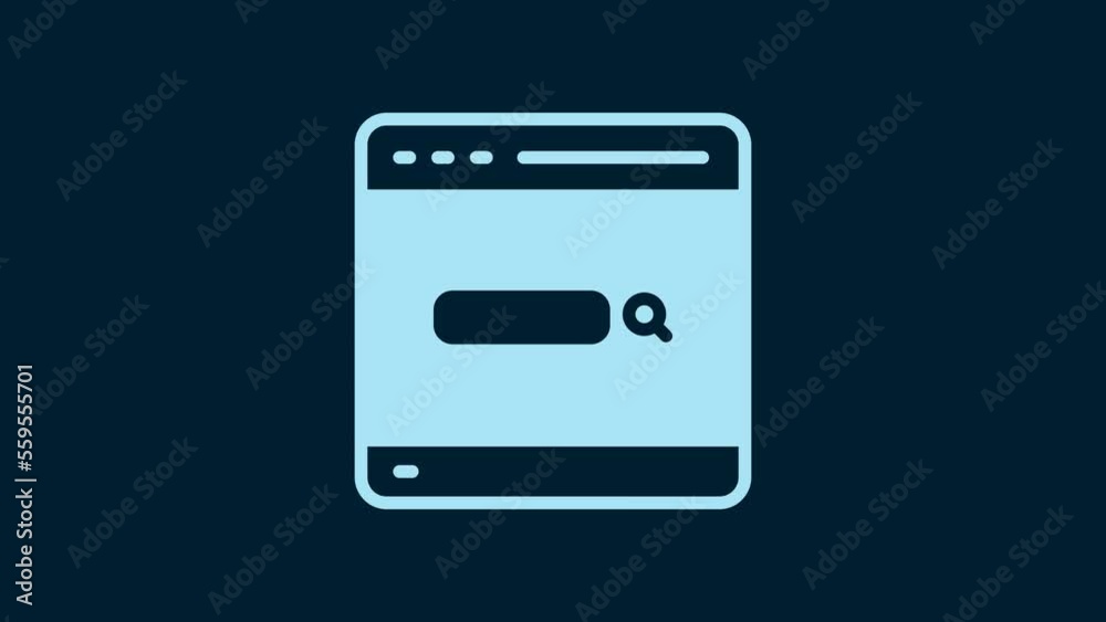 White Search engine icon isolated on blue background. 4K Video motion graphic animation White Search engine icon isolated on blue background. 4K Video motion graphic animation