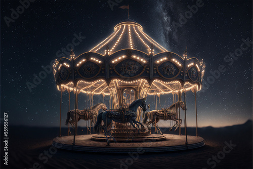 carousel in the starry night photo