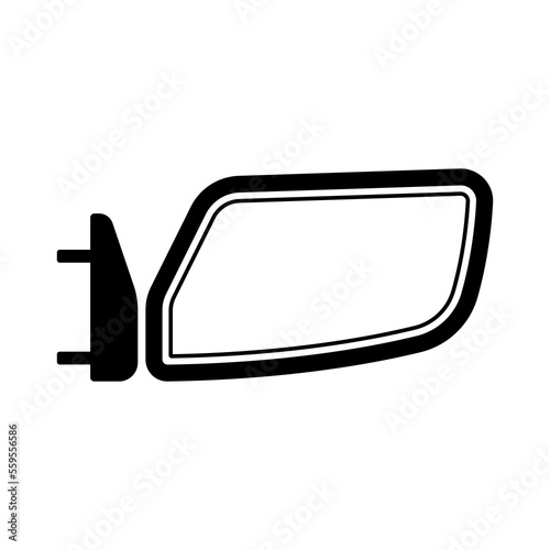 Car side rear view mirror icon. Black silhouette. Front side view. Vector simple flat graphic illustration. Isolated object on a white background. Isolate.