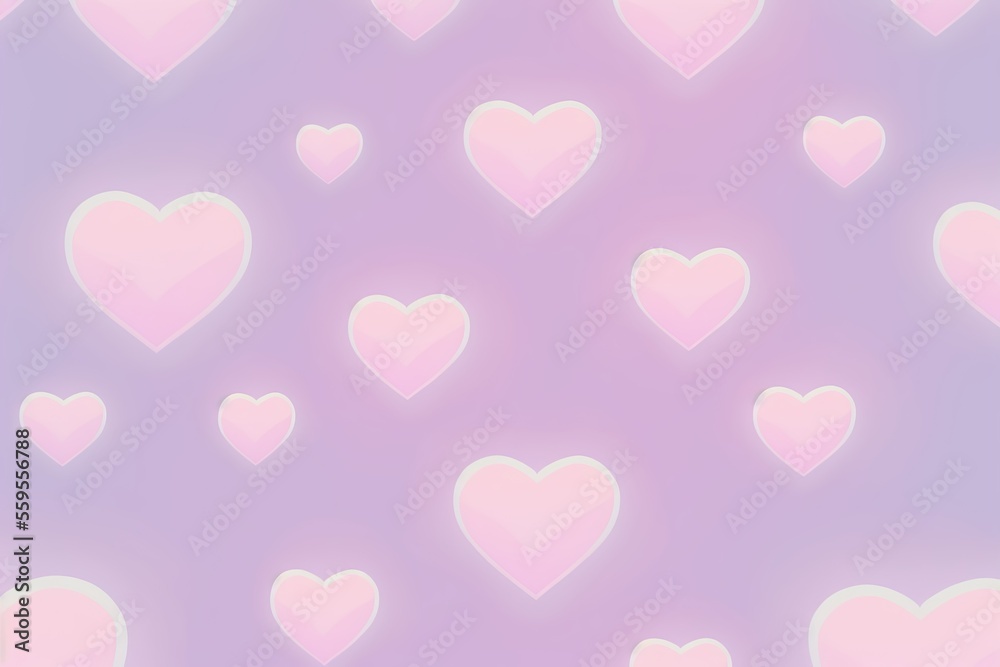 Colorful background with hearts. Digital illustration
