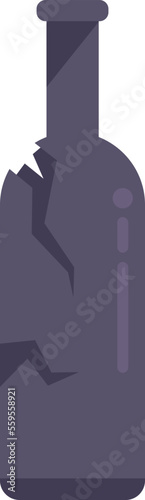 Crack bottle waste icon flat vector. Trash recycle. Glass reuse isolated