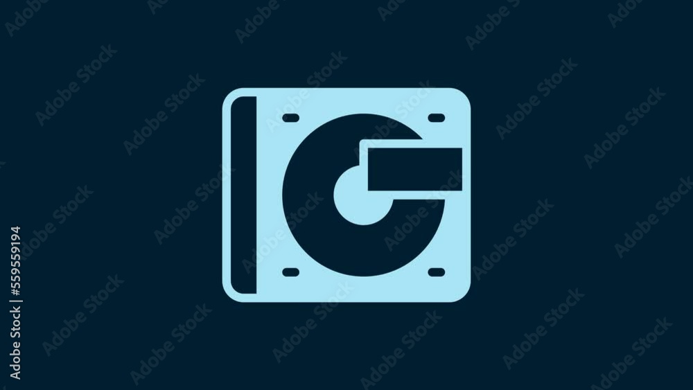White Vinyl player with a vinyl disk icon isolated on blue background. 4K Video motion graphic animation White Vinyl player with a vinyl disk icon isolated on blue background. 4K Video motion graphic animation