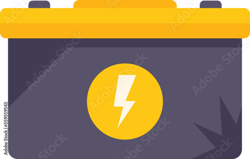 Car battery trash icon flat vector. Waste rubbish. Recycle metal isolated