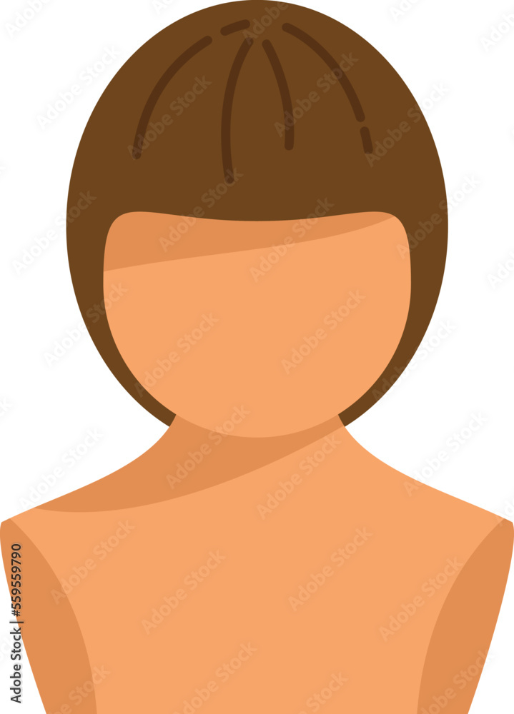 Wig icon flat vector. Hair style. Long fashion isolated Wig icon flat vector. Hair style. Long fashion isolated