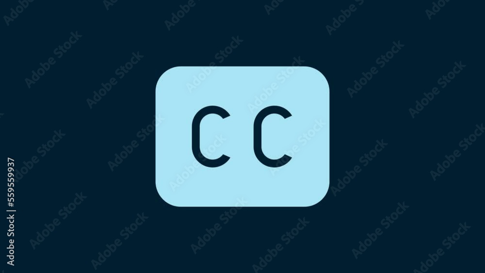 White Subtitles icon isolated on blue background. 4K Video motion graphic animation